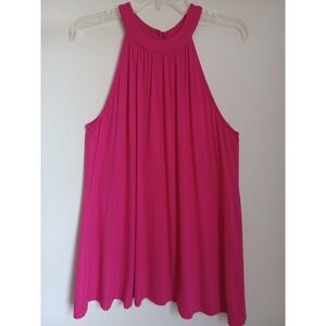 143 Story By Line Up Womens Large High Neck Tunic Tank Bright Pink/ Fuchsia
